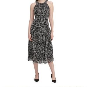 Tommy Hilfiger Black Midi Dress with White Embroidery